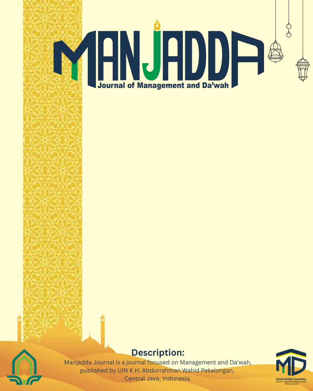 Cover Manjadda : Journal of Management and Da'wah