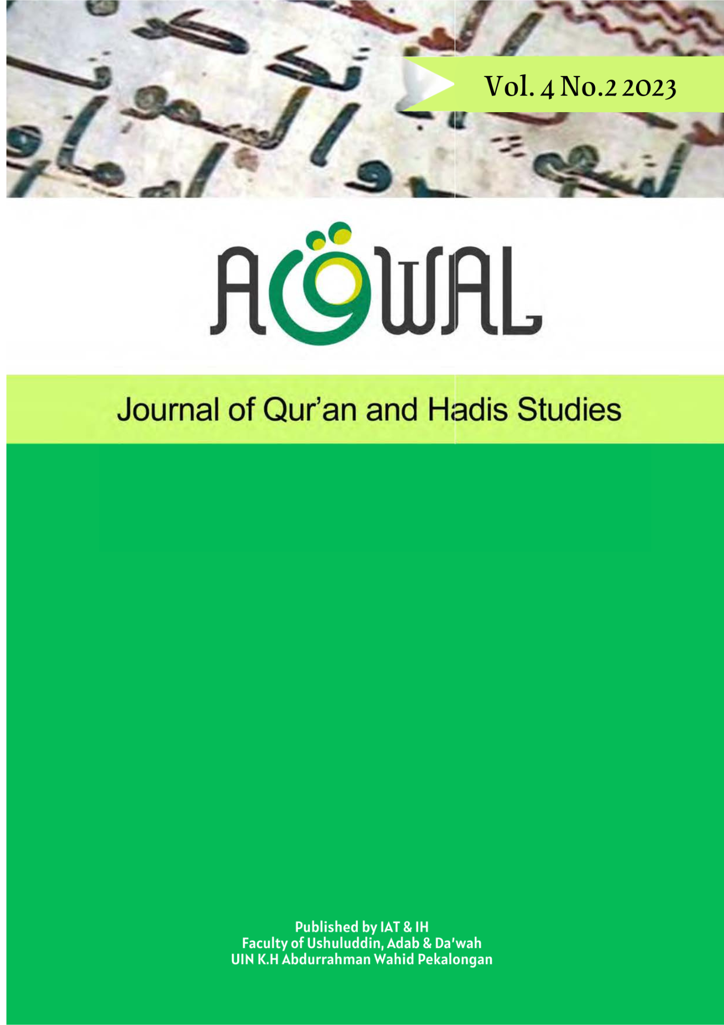 Cover Aqwal Journal of Quran and Hadith Studies