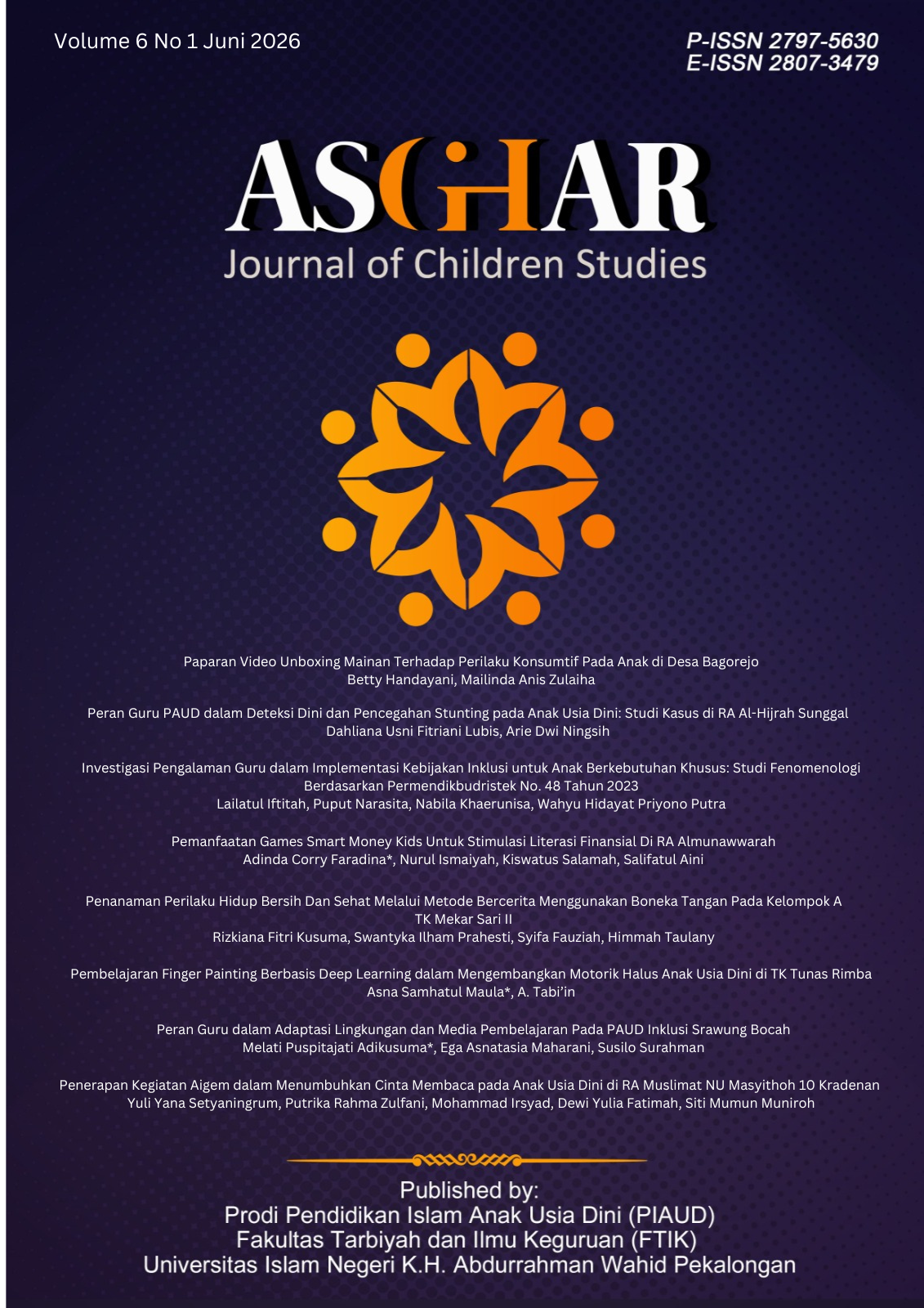 Cover Asghar : Journal of Children Studies